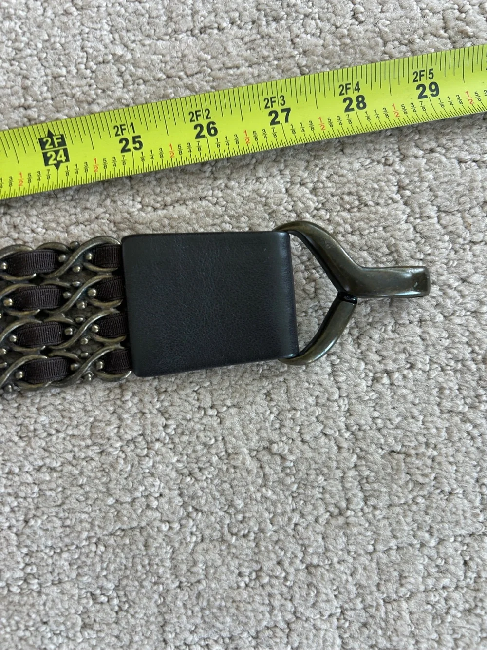 Suzi Roher Black and Antique Gold Chain-Link Stretch Belt
